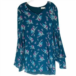 WAYF Floral Printed Dress With Bell Sleeves